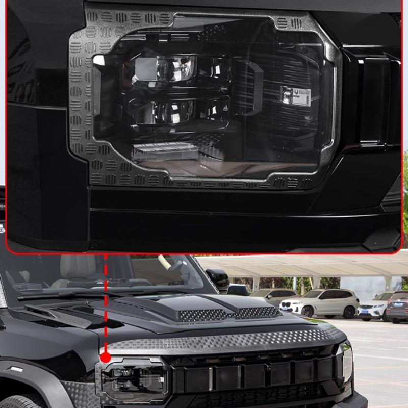 For Jetour Traveller T2 2024 2025 Car Accessories ABS Front Head Light Lamp Cover Trim 2pcs