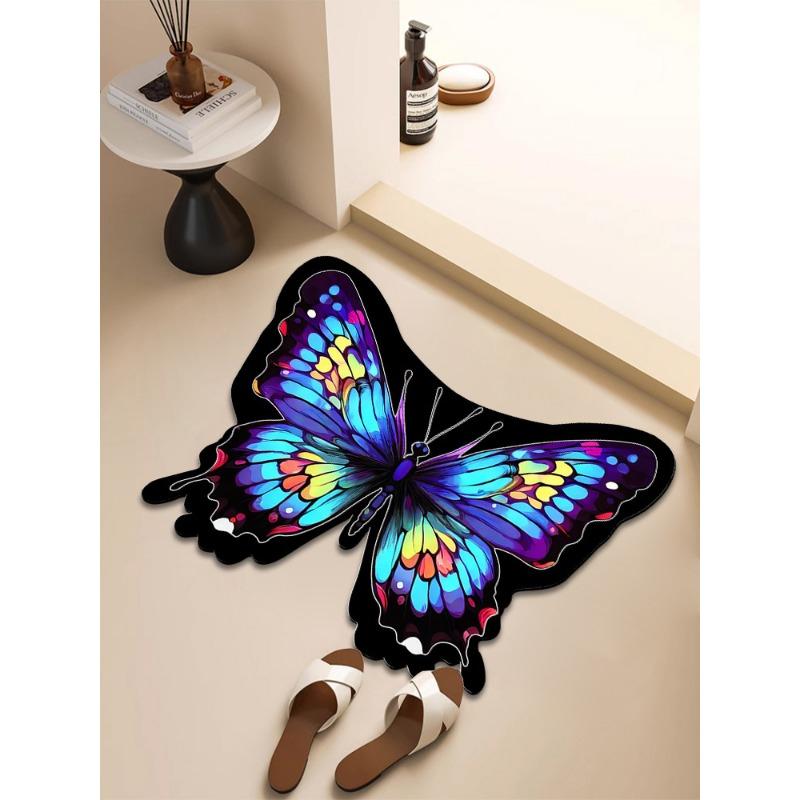 Butterfly Non-slip Floor Mat Bathroom Special-shaped Door Absorbent Foot Mat Quick-drying Toilet Bathroom Entrance Mat Carpet
