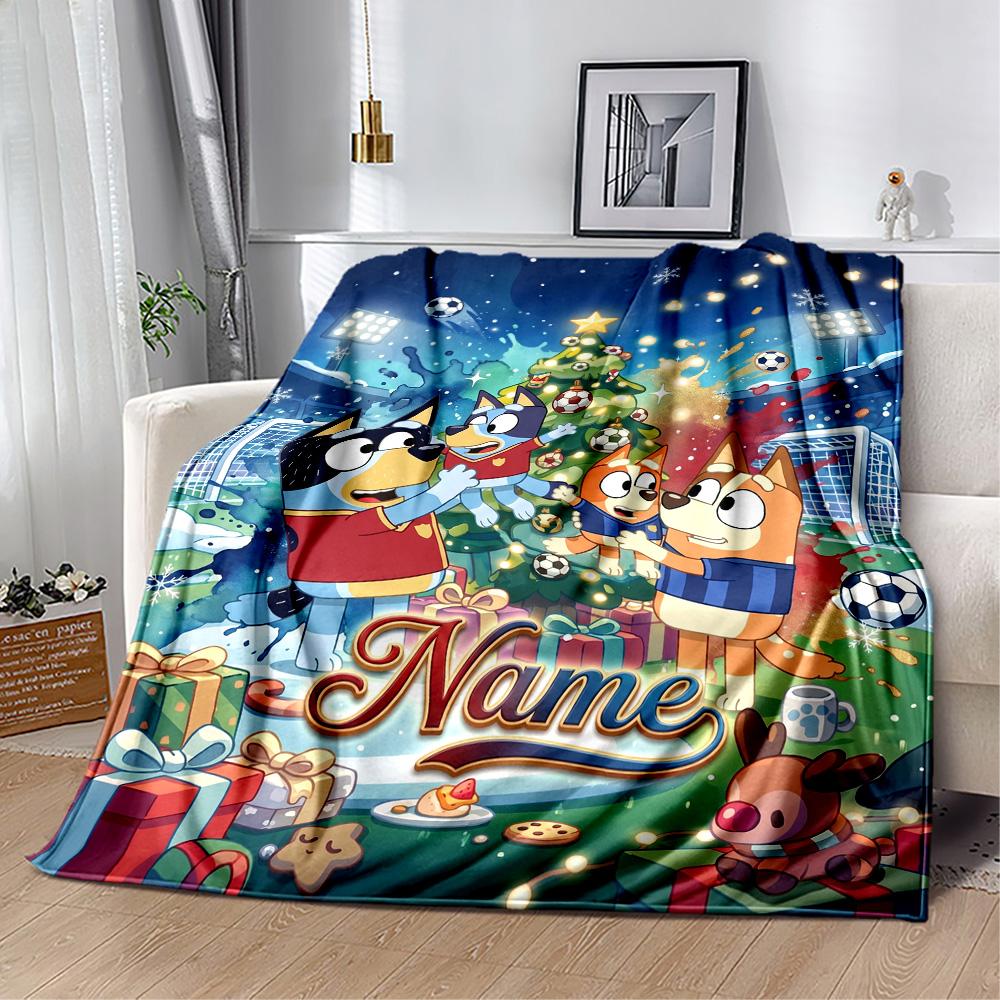 Christmas Football Celebration Personalized Name Blanket Throw Customizable Blanket Comfortable for Office Chair Bedding Sofa Office