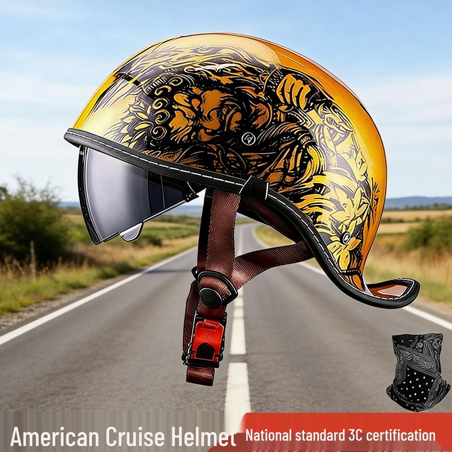 

Men s Retro American-Style Cruiser Motorcycle Half Helmet with Bubble Design and Upturned Tail Medium