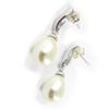 Les Trésors De Lily [D7243] - Boucles Argent 'Perles Calligraphie' ivoire argenté (rhodié) - 23 mm