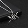 Teamer Stainless Steel Goddess Necklace for Women Men Pentagram Moon Wicca Jewelry Magic Pendant Pentacle Witch Amulet Bijoux