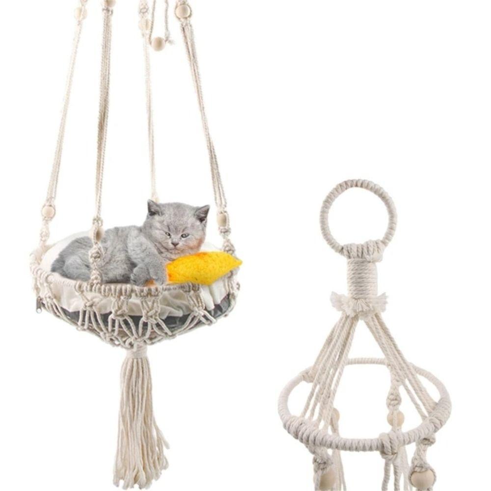 Langlebiges Haustier-Hänge-Schaukelbett Handgeflochtener Haustier-Hängekorb Katzenhängematte Kätzchen Welpe Sommer