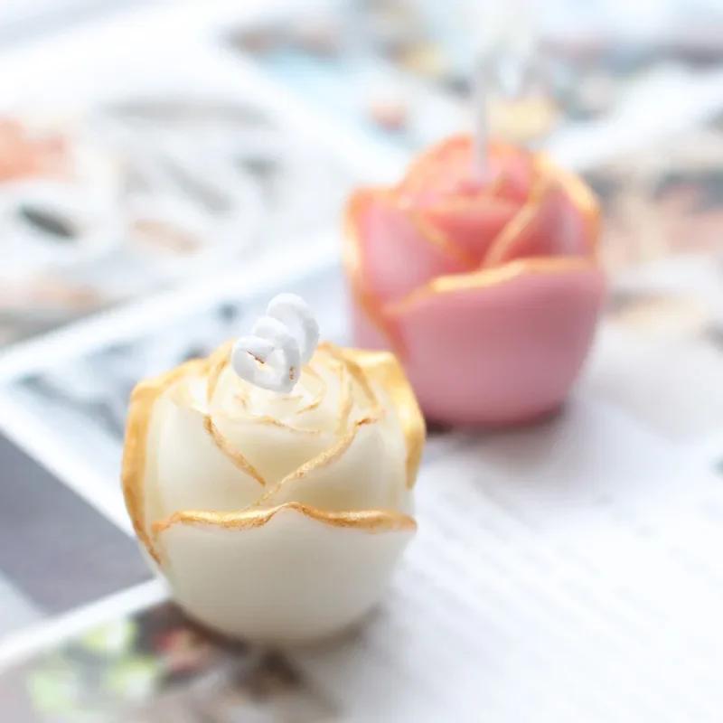 DIY Handmade Soap Aromatherapy Candle Mold Rose Silicone Ice Hockey Moulds 3D Plaster Resin Silicone Molds Form for Candles Arts