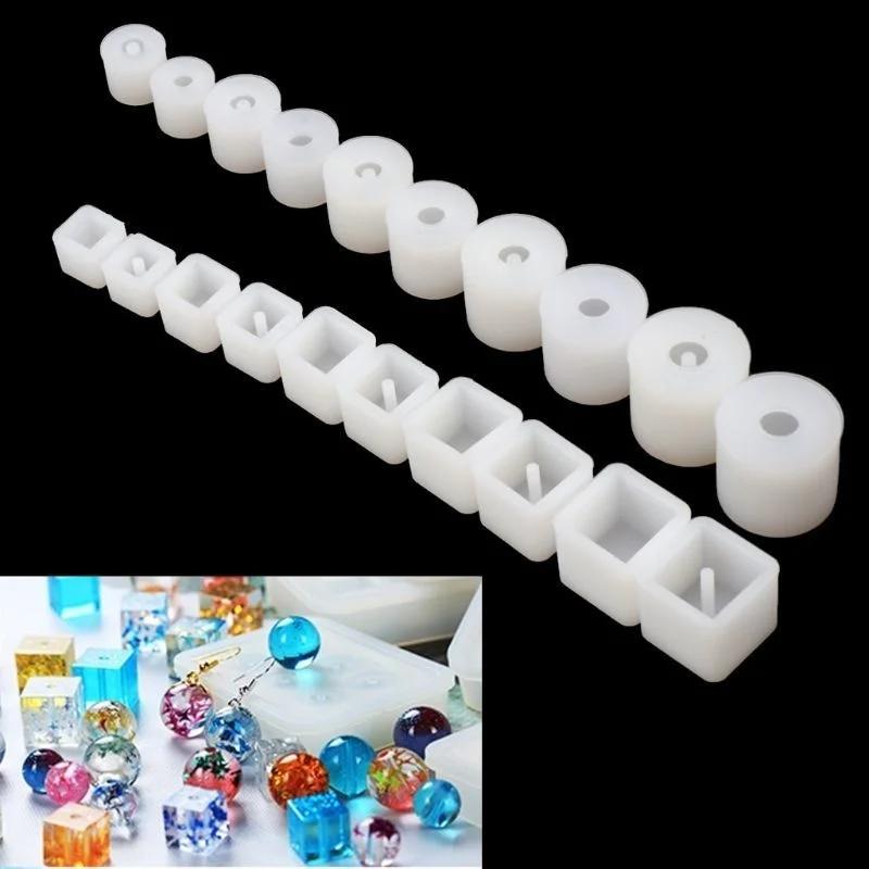 10Pcs/Set Creative DIY Handmade Necklace Pendant Mold Square Bead Silicone Resin Jewelry Pendant Making Casting Mold Wholesale