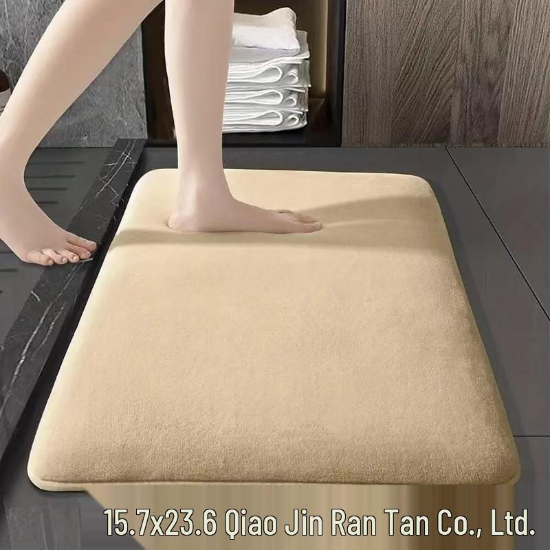 Solid Color Coral Fleece Non-slip Bath Mat – Strong Water Absorption, Dirt-resistant, Easy to Clean