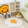 Adorable Cartoon Fried Egg & Vegetable Rug - Cozy, Cold-Proof Tufted Carpet for Kids’ Rooms & Bedrooms