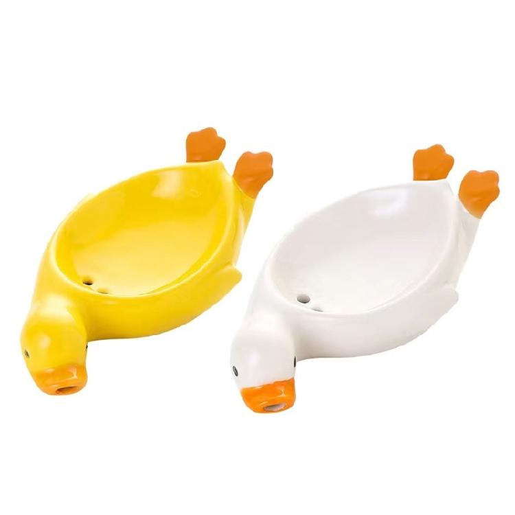 Charm Duck Soap Dish Ceramic Soap Container Box With Drainage Hole For Bathrooms And Kitchens With Smooth Finishes