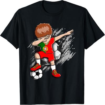 Dabbing Soccer Boy Portugal Jersey Portuguese Football Fans T-Shirt