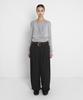 Saendeulig Balloon Stripe Wool Slacks_Charcoal