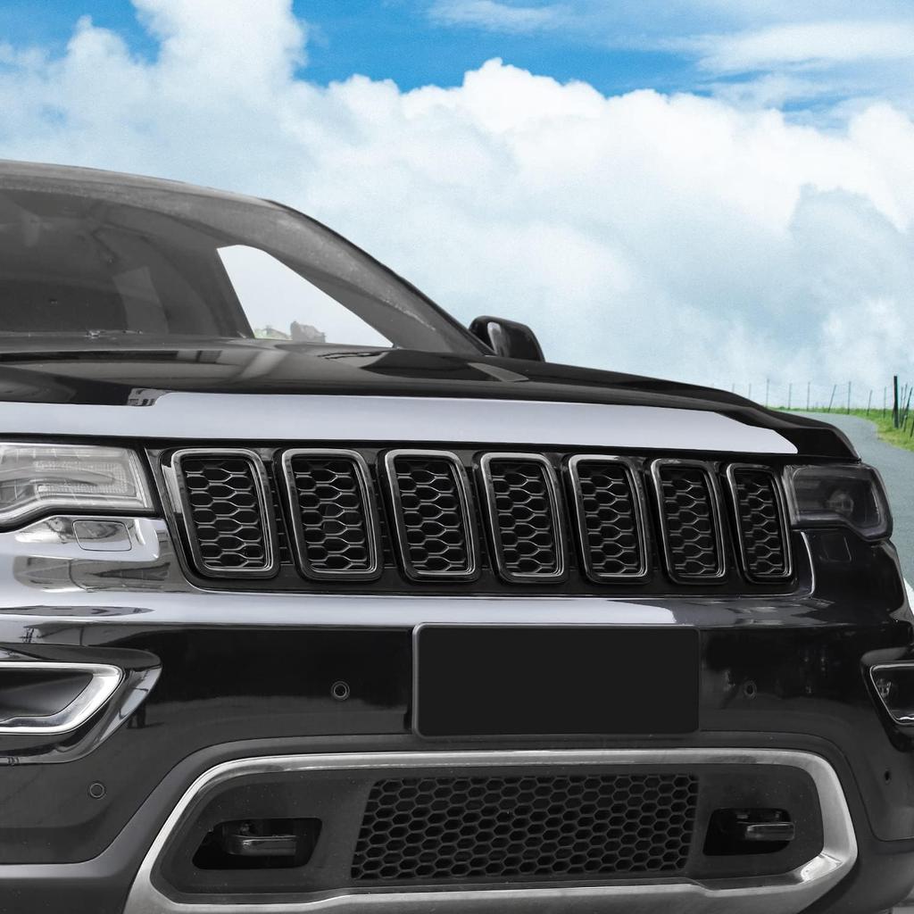 JeCar Grille erts ABS Grill Cover Trim Kit for 2017-Jeep Grand Cherokee WK2, Black
