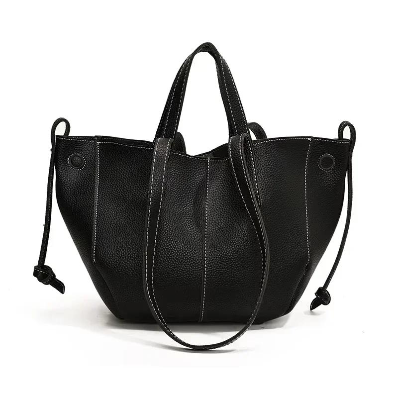 

PU Large Capacity Retro Tote Bag New Versatile 2026 High Quality Fashiable Casual Premium Single Commute Underarm Shoulder Bag чёрный