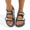 Sports Sandals Women's Summer New Round Toe Open Toe Metal Buckle Platform Lightweight Non-Slip Wear-Resistant Flats