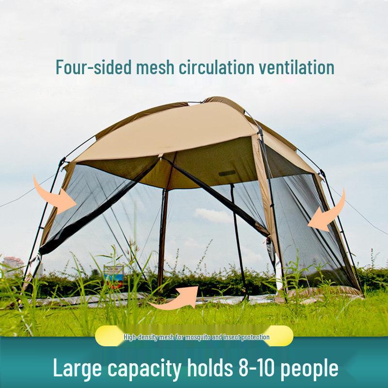 Portable Multi-Person Camping Gazebo Tent with Sunshade & Mosquito Protection
