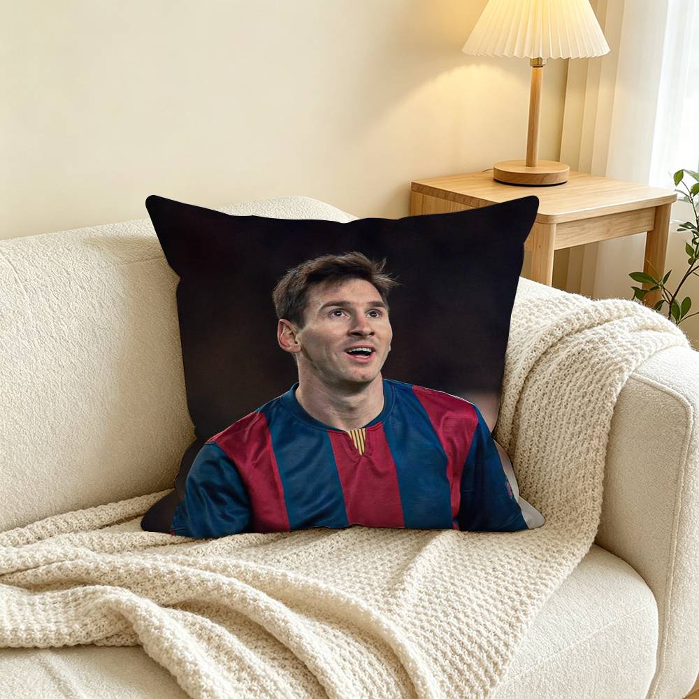 football legend Messi Square Double-Sided printed Pillow Case Bedroom Bedside Pillow Sofa Cushion Cover