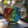 Rainbow Dice Mug Glass Tea Cup Multicolor Funny Coffee Cup Fantasy Themed Home Decor Gift for Dice Lovers