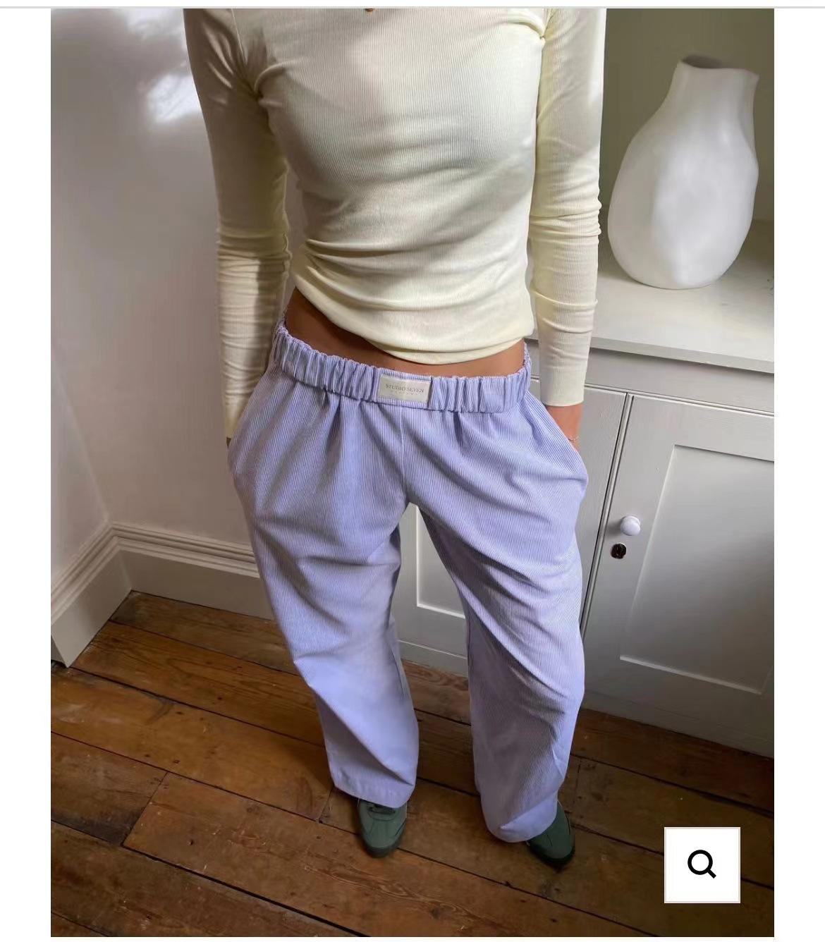 

Женские полосатые брюки широкого кроя, повседневные уличные брюки INS Fashion Loose с высокой талией 3XL фиолетовый