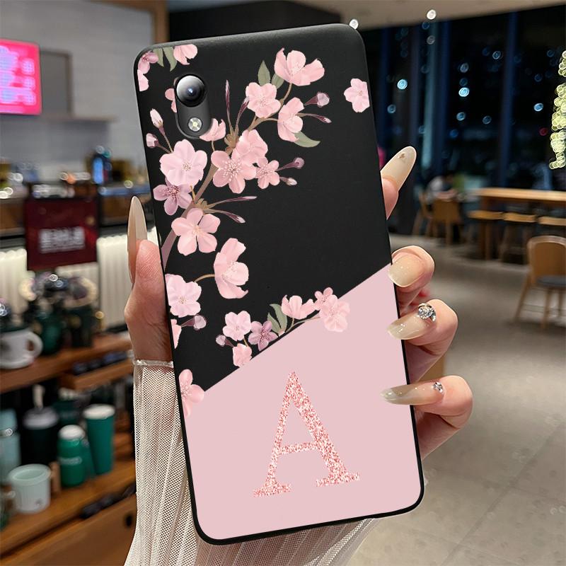 

Black Case For ZTE Blade A3 2019/L8/A31 Lite/A3 Plus Flower Printing Initial Letters Phone Casing Soft Silicone Protective Cover ZTE Blade A3 (2019)