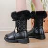 Children's boots, autumn and winter rabbit fur, girls' snow boots, middle-aged children's warm princess boots, midsole boots