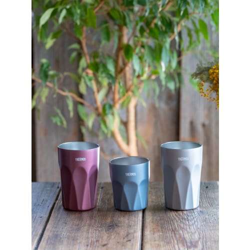 Thermos Vacuum Insulated Tumbler, 400ml, Misty Blue, Glass-like Design, JTC-400 MSB