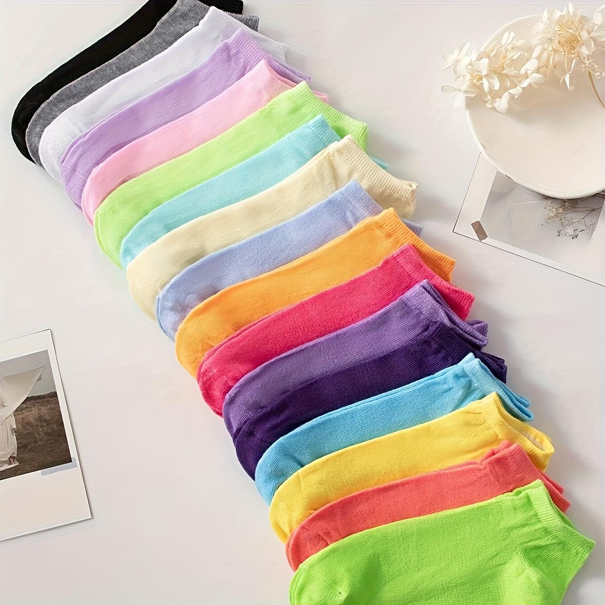 

15/10/5 Pairs Random color Candy-Colored Ankle Socks, Women s Low-Cut Short Socks Fashion Gift-Ready Set 35-39