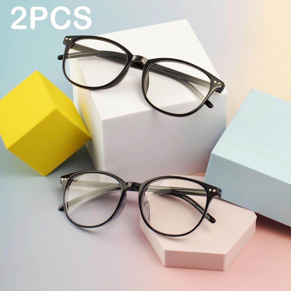 

2PCS Reading Eyeglasses Durable Light Anti- Eyestrain Stylish Computer Presbyopic Eyeglasses Durable For Female Male C1