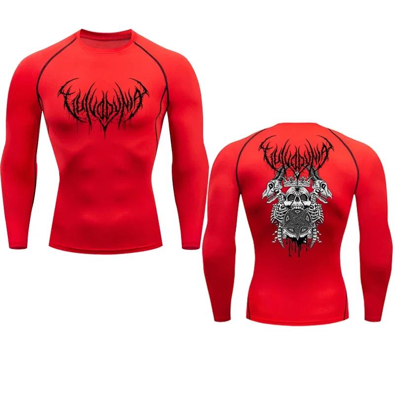 

Crânio masculino impresso camisa de compressão, correndo t-shirt, ginásio esportes, secagem rápida, secagem rápida, na moda XXXL
