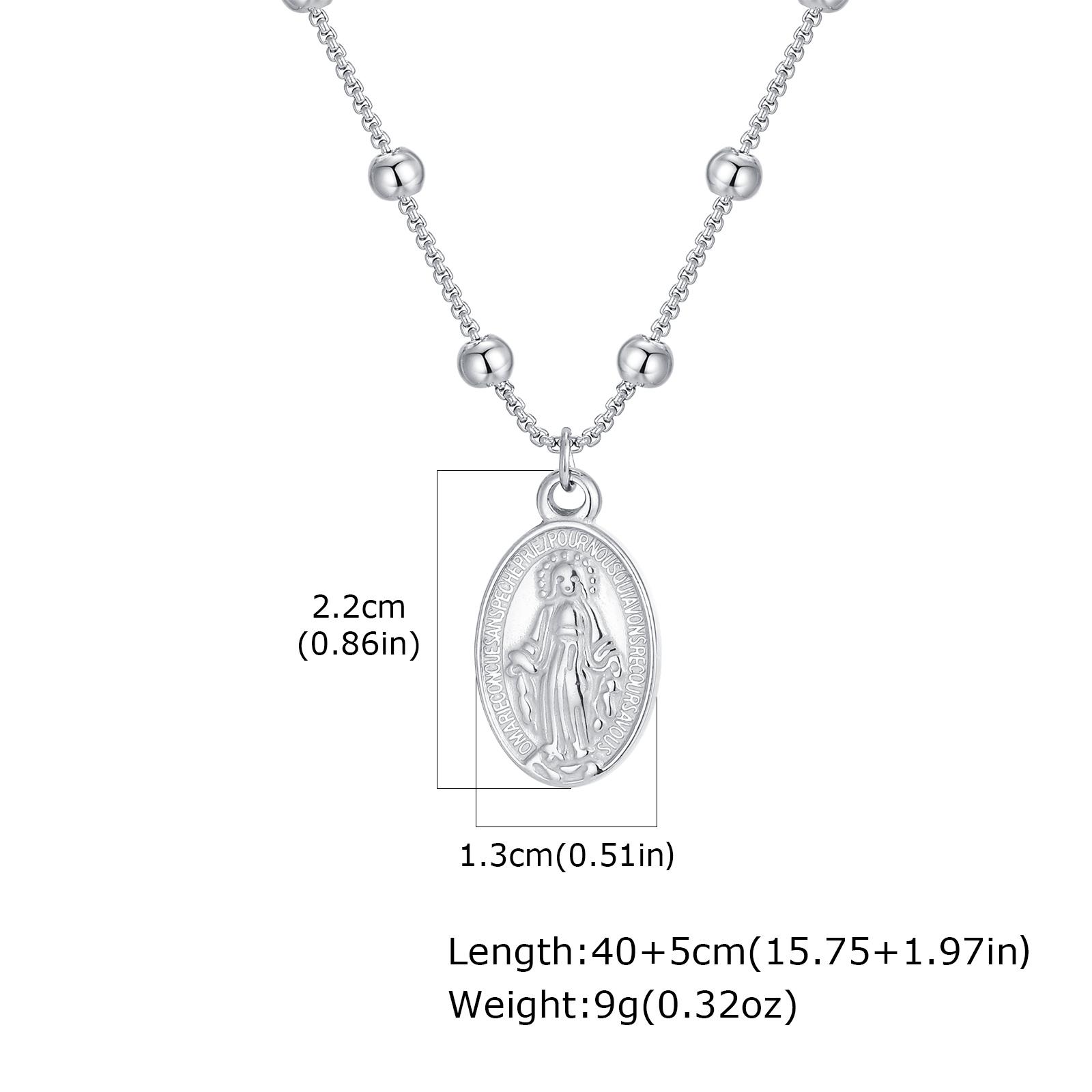 

Vnox Virgin Mary Pendant Necklace for Women, Stainless Steel Gold Silver Color Beads Chain Holy Mary Charm Religion Prayer Gift