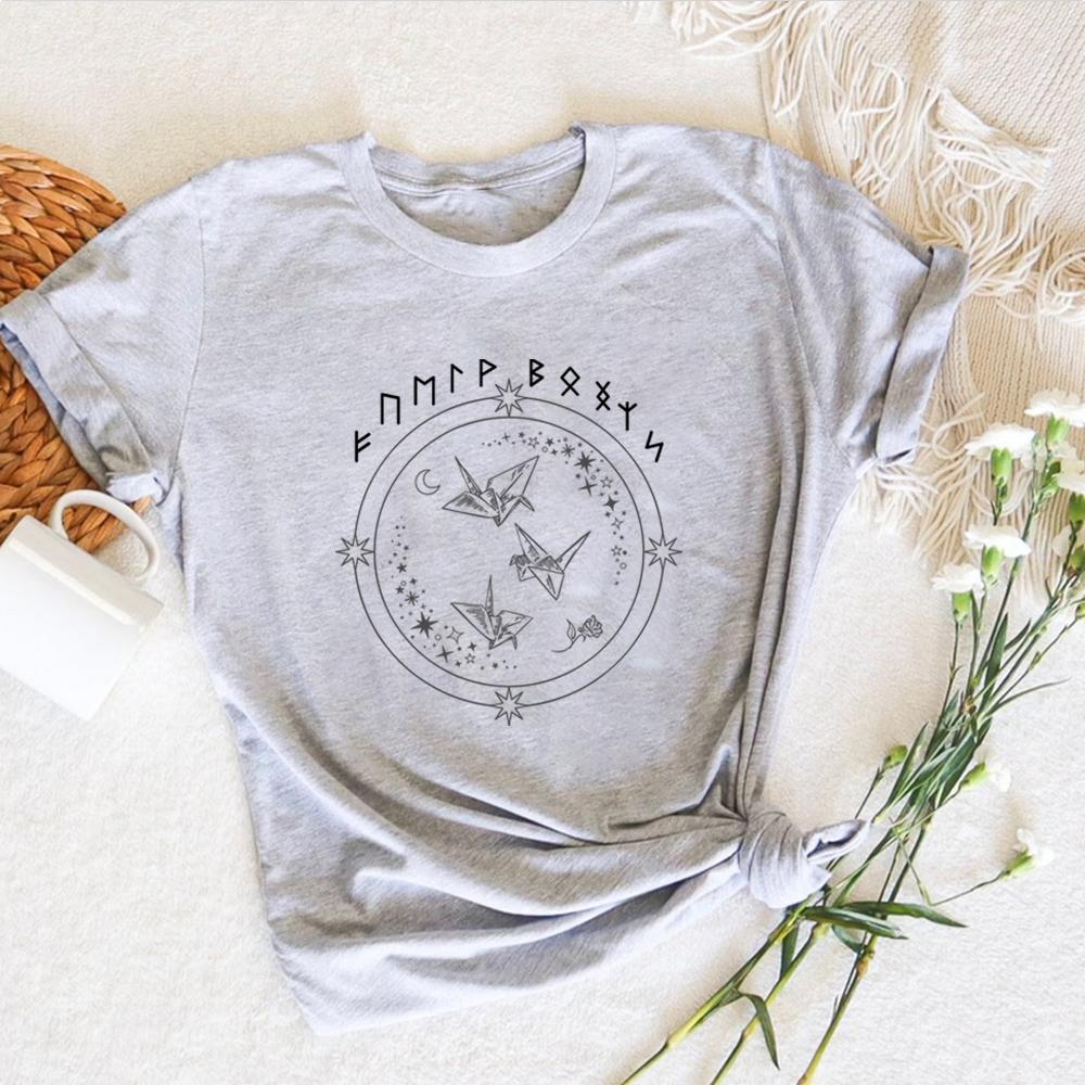 Runen T-Shirt Dramione Shirt Fanfic Liebhaber Geschenk Draco Fanfic Shirts Papierkranich Manacled Grafik-Shirt Bücherwurm Kurzarm Oberteil