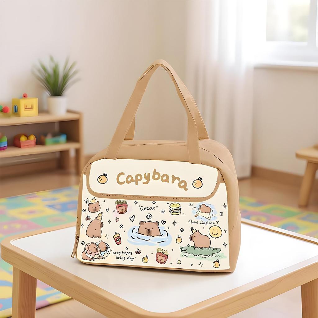 Capybara Insulated Lunch Bag Portable Lunch Box Storage Bag Foldable Insulated Cooler Handbag For Outdoor Office School Picnic