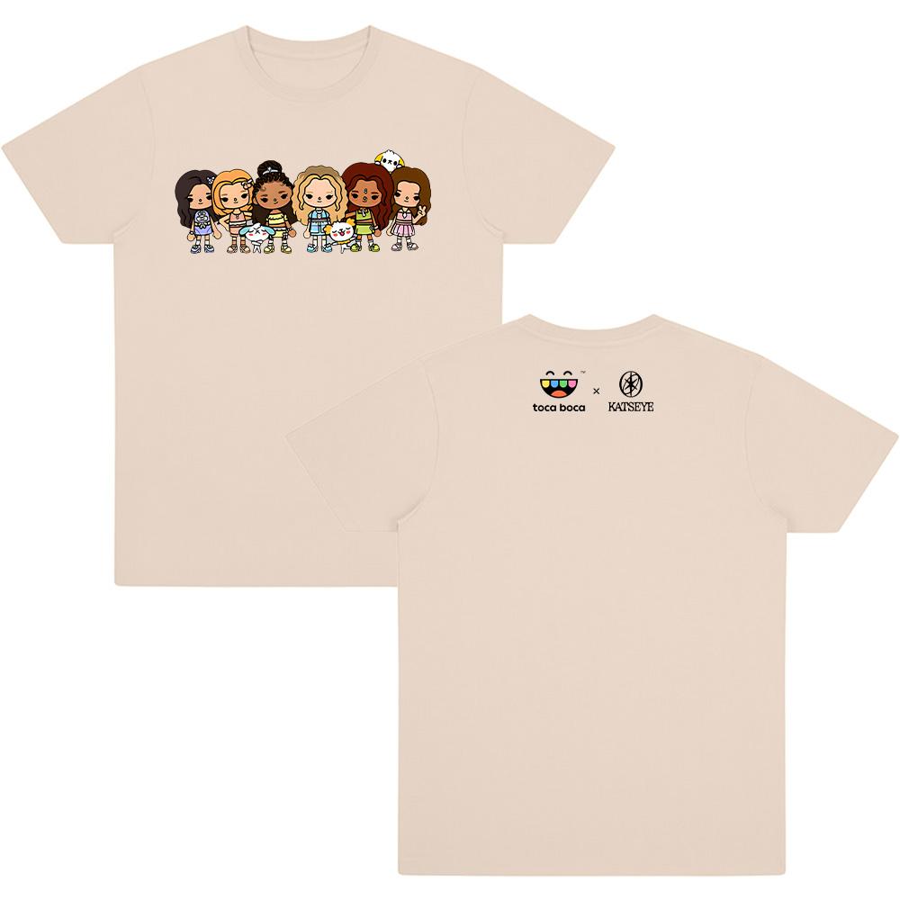 KATSEYE X Toca Boca T-Shirt KATSEYE New Merch Cotton High Quality T Shirts Cartoon Print Funny Clothing Unisex Comfortable Tees