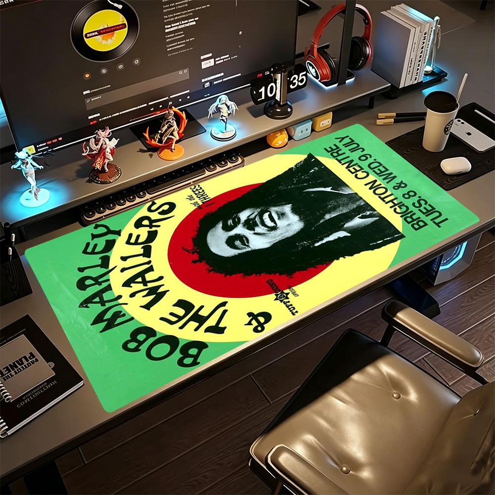 Bob Marley Gaming-Mauspad Tastaturmatte Computertischmatte Rutschfester Gummiunterseite Büro- und Gaming-Schreibtischdekoration