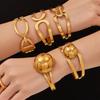 18K Gold Plated Large Round Bead Bracelet, European & American Style with Hollow Stainless Steel and Bold Design
