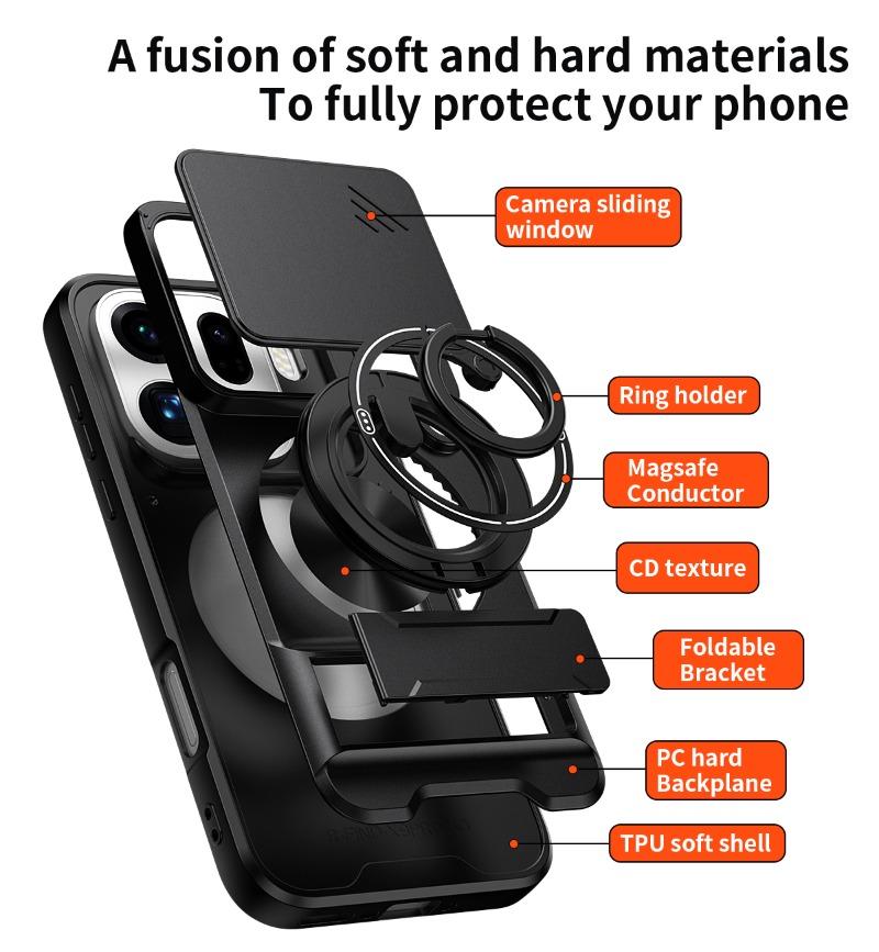 Built-in Magnetic Car Holder Case for Oppo Find X9 Pro Find X 9 X9pro Slide Lens Cemera Protection Cover Shockproof Hard Case