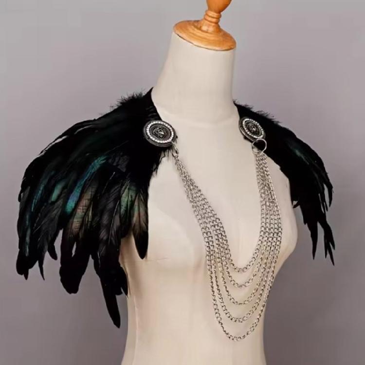 Faux Feather Cloak Adjustable Medieval Costume Accessory Medieval Party Cloak For Halloween Masquerades Event