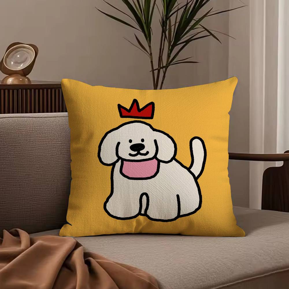 Custom Happy Dog Pillow Case Anti-dustmite Pillowcase Invisible zipper silky short plush Sofa cushion cover