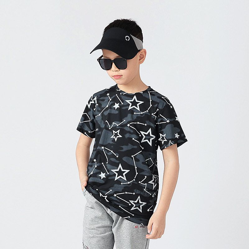Summer Kids Sports Half Sleeve T-shirt Boys and Girls Full Printed XINGX Breathable Quick-Drying Tops Children's Mesh Short Sleeve