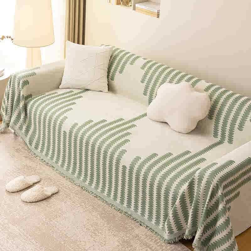 Chenille Jacquard Sofa Cover - Pet-Friendly Non-Slip Furniture Protector with Fringe Trim All-Season for Single/Double/Sectional Sofas