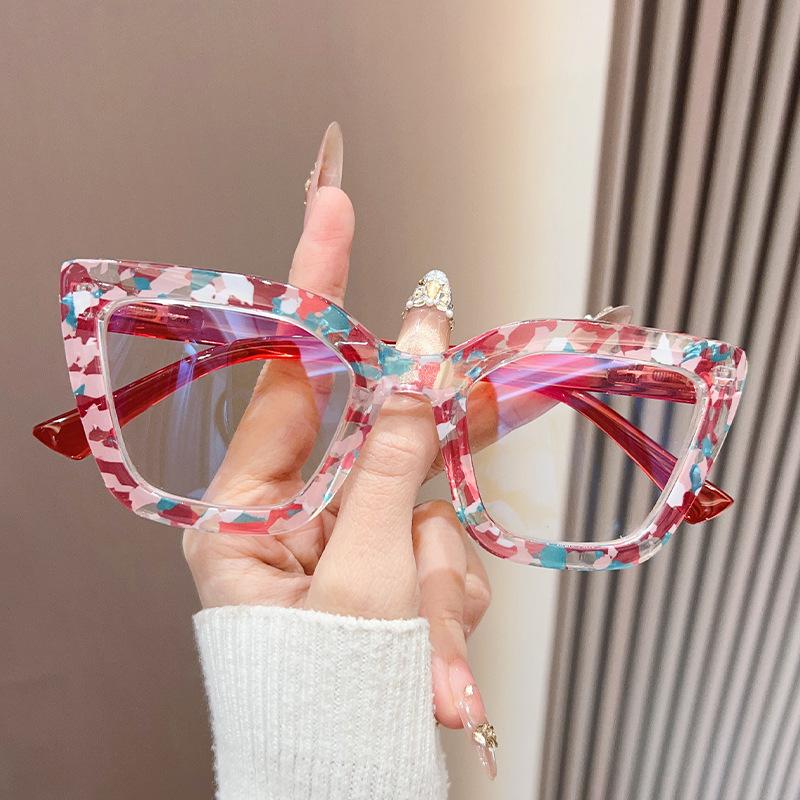 New Cat-Eye Frame Floral Pattern Anti-Blue Light Presbyopia Glasses for Women Fashionable Ultra-Light Reading Eyewear