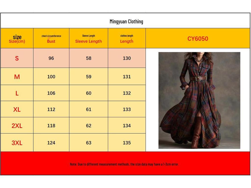 2026 European & American Women's French High-End Retro Plaid Dress with Belt