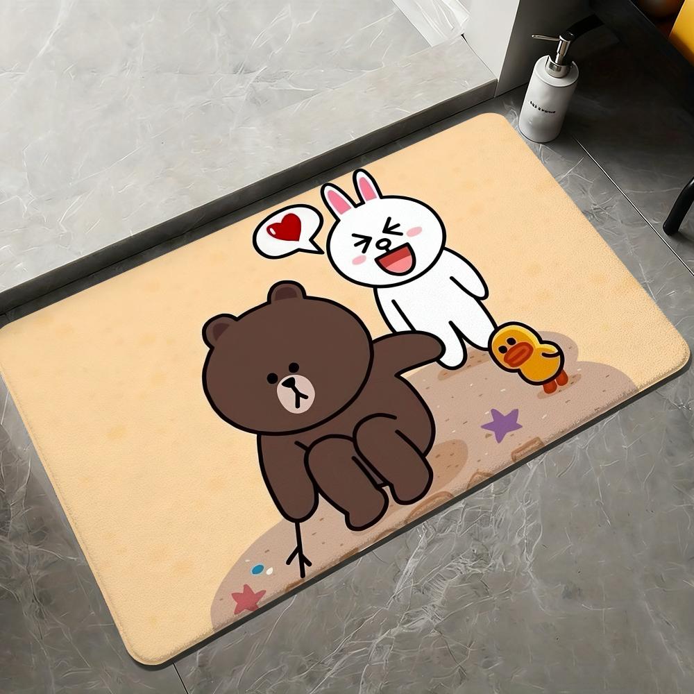 B-Brown And C-CONY Floor Mat Flannel Rugs Cozy Plush Thickened Soft Warm Winter Floor Mat Non Slip Living Room Home Indoor Use
