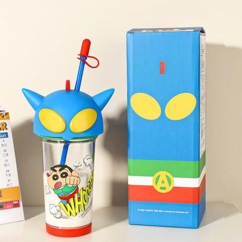 Crayon Shin-chan Kettle Cup with Shinnosuke Nohara Straw, Easy To Clean, Cute, Stylish, Gift, Juice, Transparent, Unisex, Home Use, Kids, Adults, Good