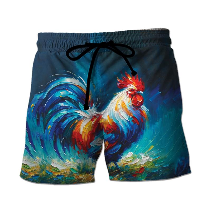 Fashion Funny Chicken Graphic Printed Men's Beach Shorts 3D Printing For Men's Casual Shorts Men's and Women's Sports Shorts