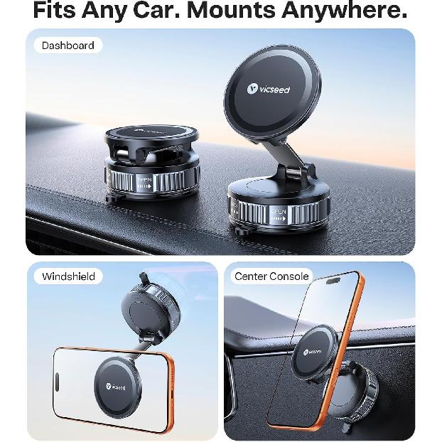 VICSEED for MagSafe Car Mount [Upgraded 98LBS Strongest Suction,Won't Break