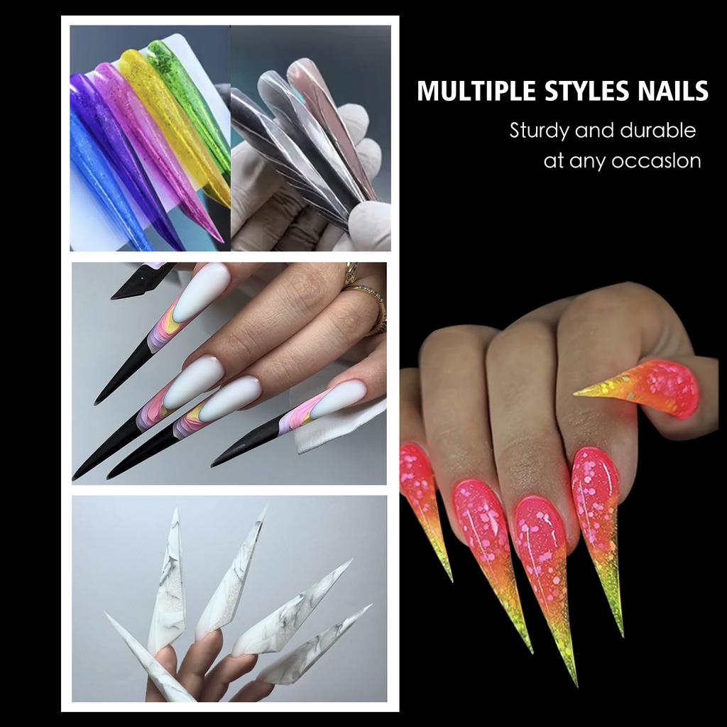 6-in-1 Clear Nail Dual Forms Full Cover Poly Extension Gel Nail Mold Curved Stiletto Acrylic Nail Top Forms Manicure Tools 84pcs