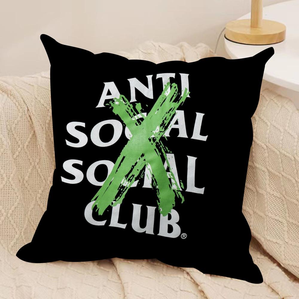 AAnti Social Social Club Cushion Cover Soft Plush Fabric DoubleSided Printed Sofa Cushion Cover for All Seasons Home DecorGift