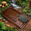Plastic Reptile Water Dish Square Ladder Climbing Turtle Feeding Dish with Ramp Multi-functional Turtle Bath Basin