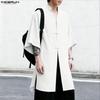 INCERUN Oversized Summer Men V Neck Half Sleeve Splits Casual Long T-shirts Tee Tops