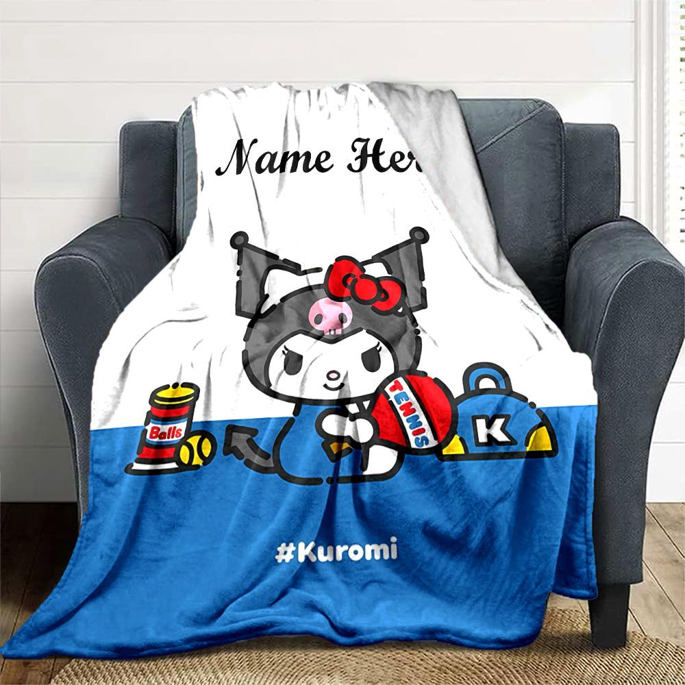 Customizable Kuromi2 Throw Blanket – Personalized Name, All-Season Cozy Snug Blanket, Machine Washable, Personalized Blanket