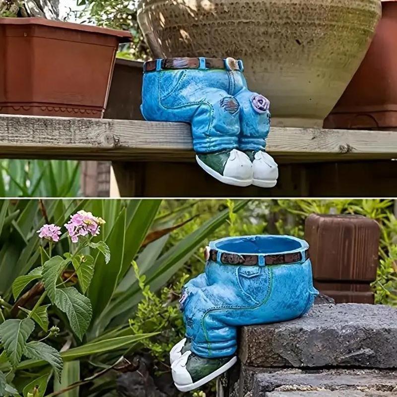 1 st Jeans Byxor Form Blomkruka Resin Staty Blomkruka Planterare För Inomhusträdgård Gård Gräsmatta Veranda Uteplats Utomhus Växtbehållare